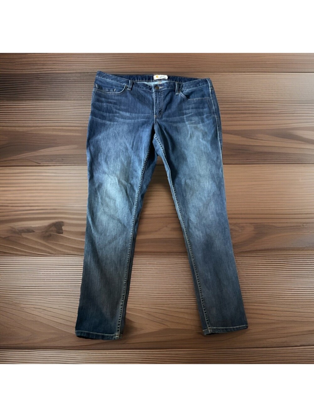 Carhartt Slim Fit Skinny Leg Denim Blue Jeans Women's 18 Tall